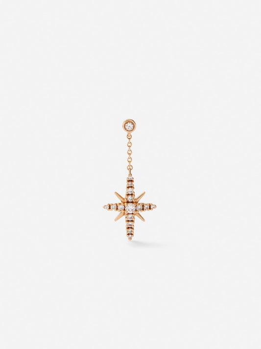 Pendiente individual de oro rosa de 18kt con diamantes