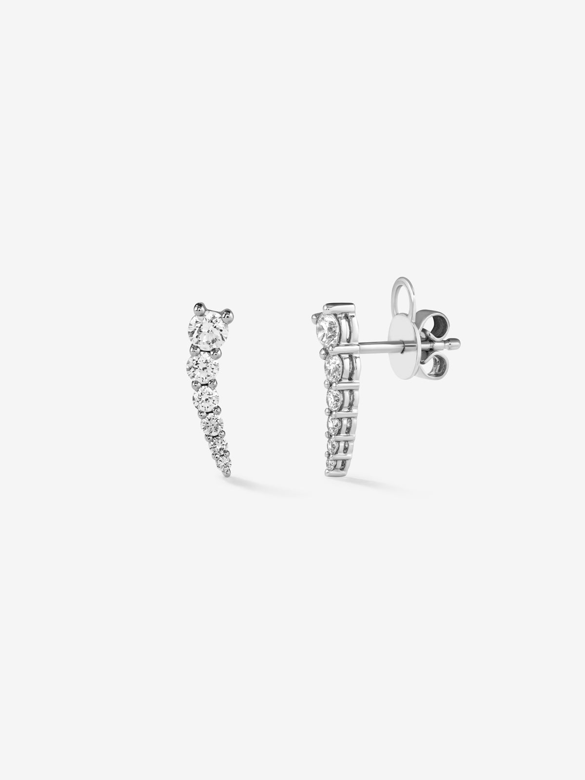 Pendientes trepador de oro blanco de 18K con diamantes