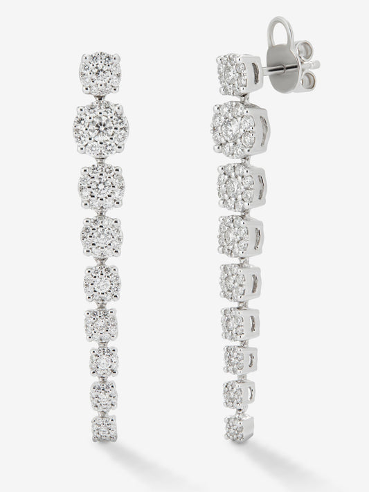 Pendientes de oro blanco de 18K con diamantes blancos en talla brillante de 1,28 cts