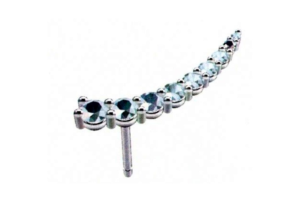 Pendiente unitario de oro blanco de 18kt con diamantes y espinela negra