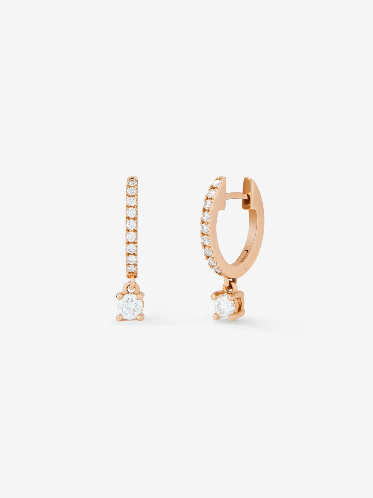 Pendientes aro con colgante de oro blanco de 18K con diamantes