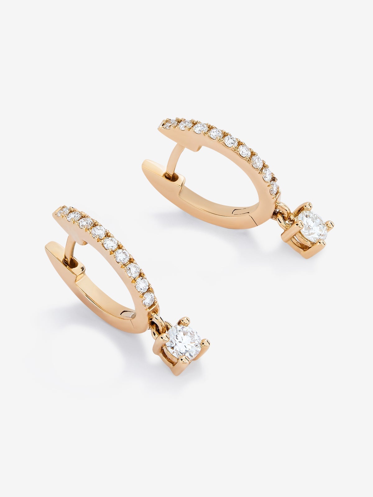 Pendientes aro con colgante de oro blanco de 18K con diamantes