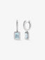 Pendientes de aro con colgante de oro blanco de 18K con aguamarina y diamante