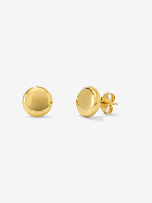 Pendientes de botón de oro amarillo de 18K de 10mm