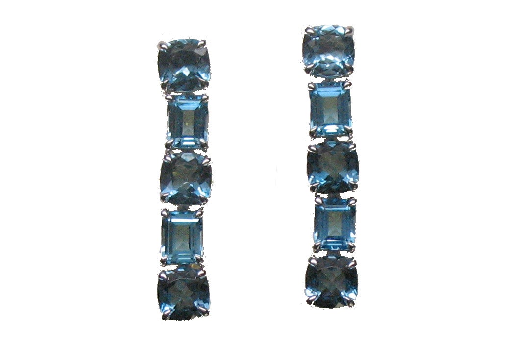 Pendientes de plata 925 con topacios azul london y azul swiss