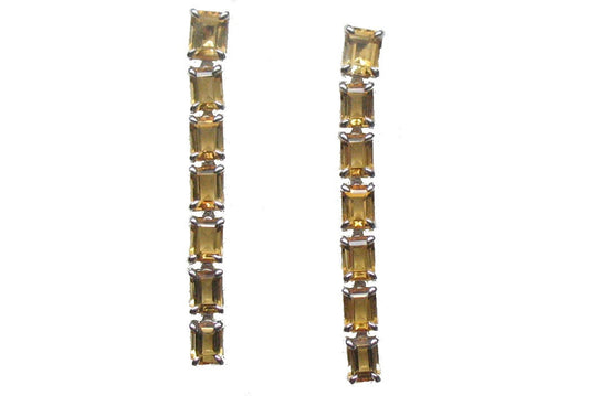 Pendientes de plata 925 con cuarzos citrinos amarillos en talla octogonal