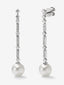 Pendientes de oro blanco de 18K con perlas blancas y diamantes blancos en talla brillante de 0,66
