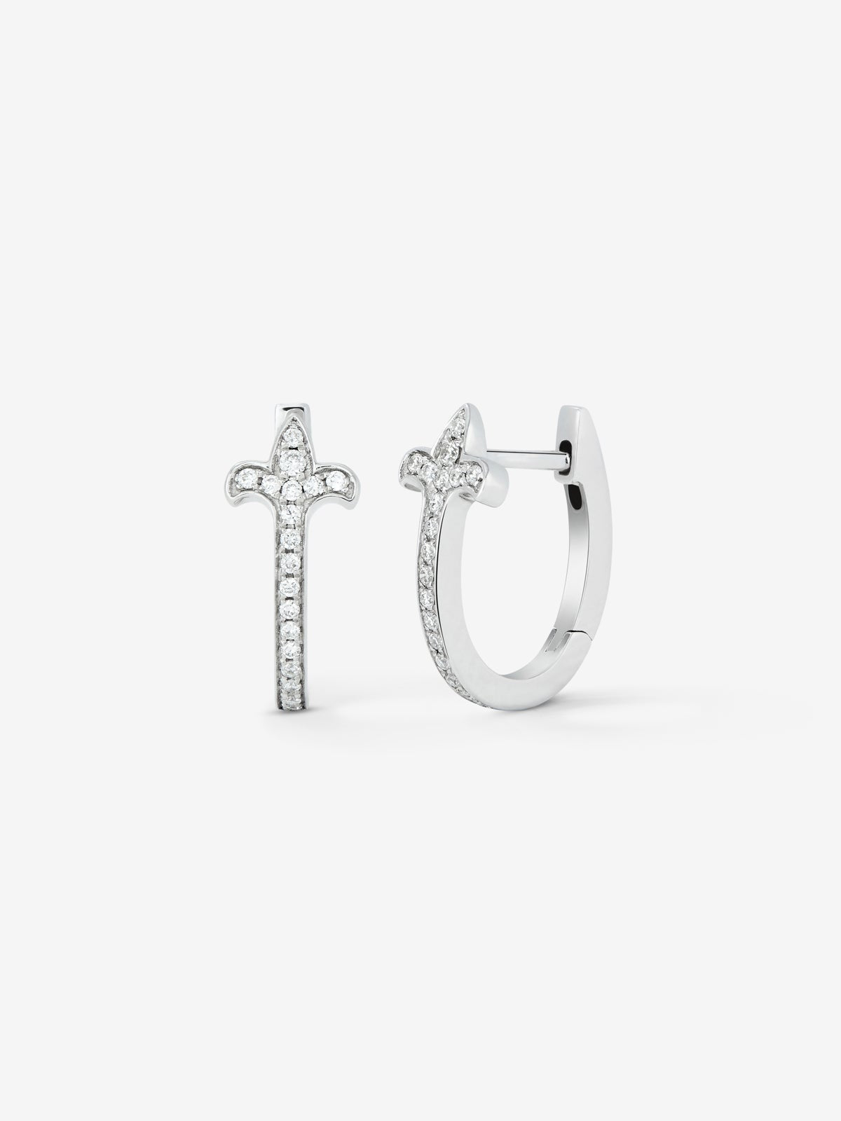 Pendientes de aro de oro blanco de 18K con diamante