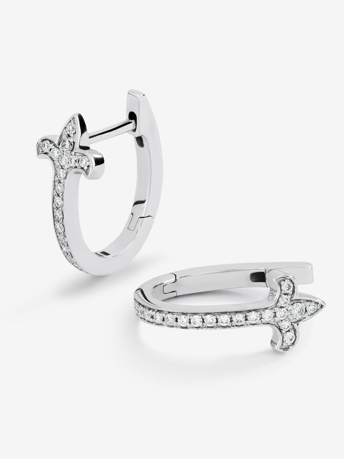 Pendientes de aro de oro blanco de 18K con diamante
