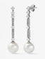 Pendientes de oro blanco de 18K con diamantes blancos en talla brillante de 1,1 cts y perlas australianas de 5mm