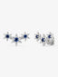 Pendientes trepadores de oro blanco de 18K con diamantes en talla brillante de 0,75 cts y zafiros azules en talla brillante de 0,61 cts