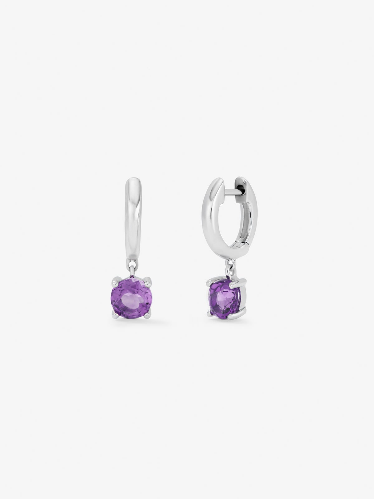 Pendientes de plata 925 con amatistas moradas en talla brillante de 1,1 cts