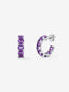 Pendientes de aro de plata 925 con 16 amatistas moradas en talla brillante con un total de 3,36 cts