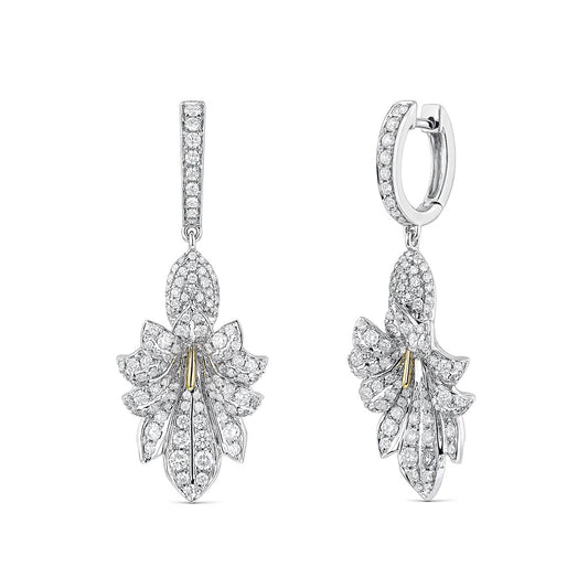 Pendientes de oro blanco y amarillo de 18K con pavé de diamantes con un total de 1,61 cts