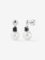 Pendientes de plata 925 con 2 espinelas negras en talla brillante y perlas akoya de 8,5mm