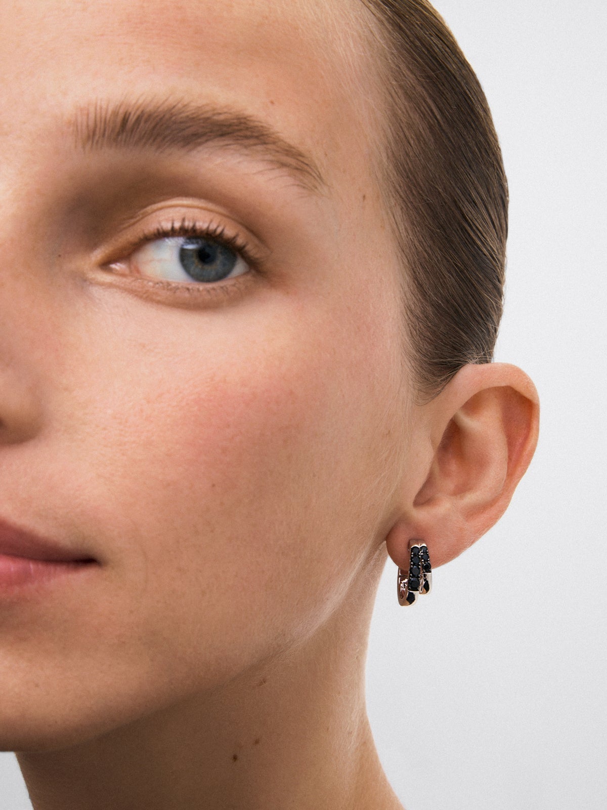 Pendientes doble aro de plata 925 con espinelas