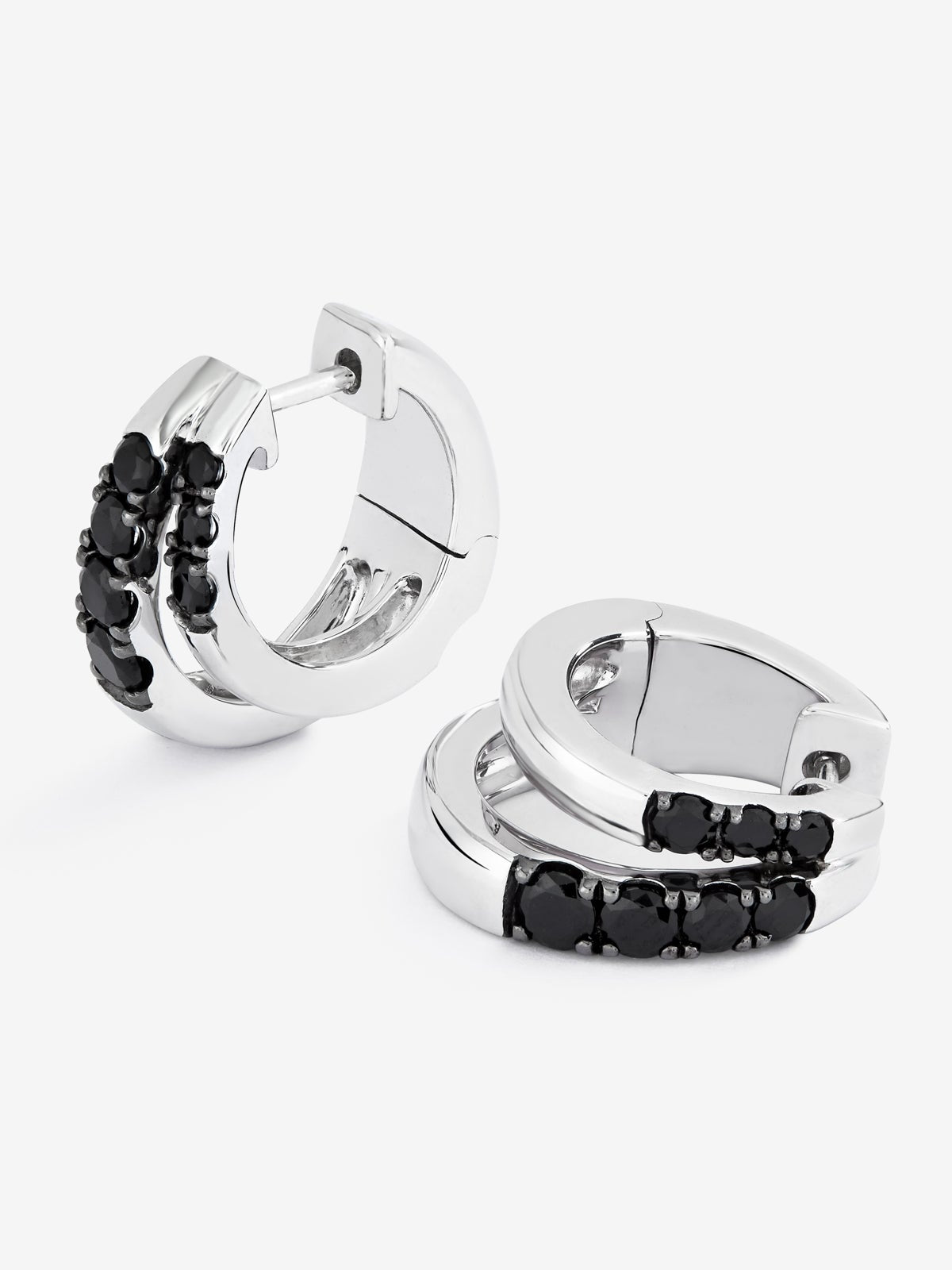 Pendientes doble aro de plata 925 con espinelas
