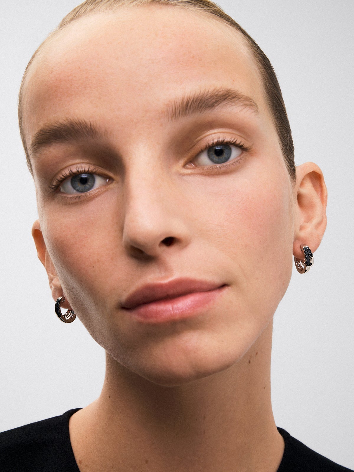 Pendientes doble aro de plata 925 con espinelas