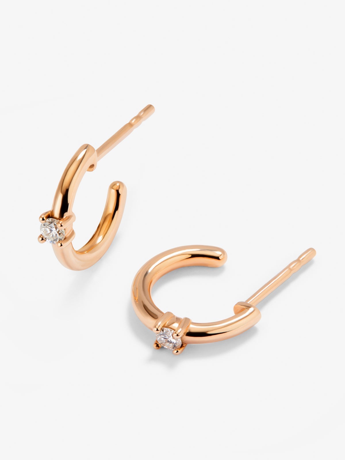 Pendientes de oro rosa de 18kt con diamantes
