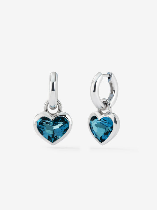 Pendientes de plata 925 con topacios azul london en talla corazón