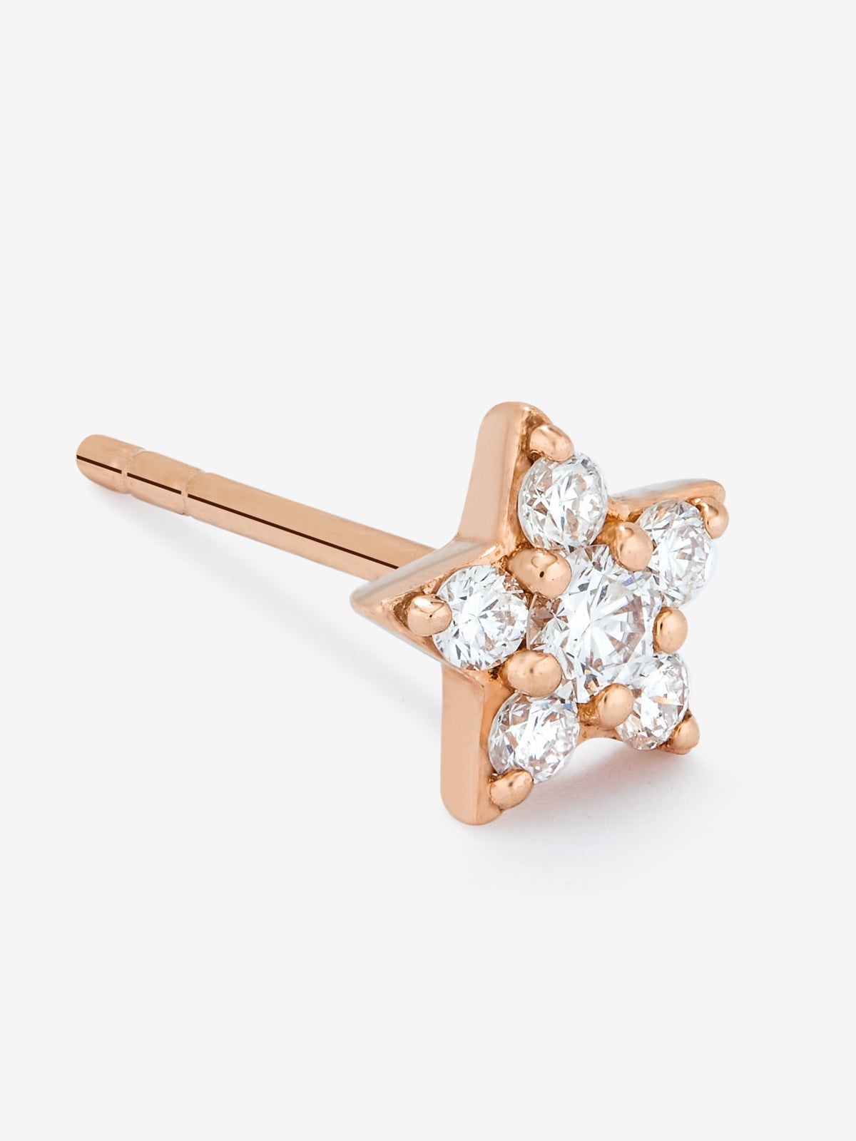 Pendiente individual de oro rosa de 18K con 6 diamantes en talla brillante con un total de 0,11 cts