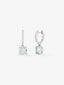 Pendientes de aro de oro blanco de 18K con 2 amatistas verdes con un total de 3,27 cts y 18 diamantes con un total de 0,14 cts