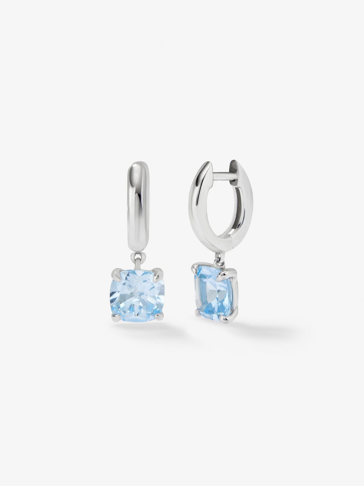 Pendientes aro de plata 925 con topacio colgante