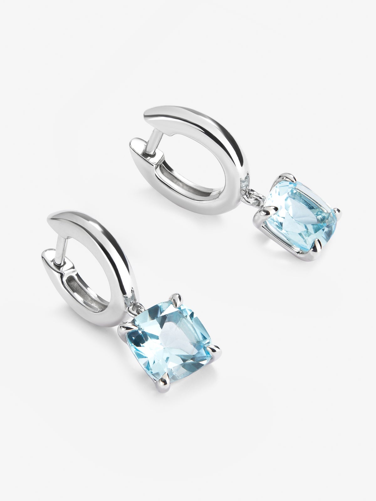 Pendientes aro de plata 925 con topacio colgante