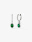 Pendientes de oro blanco de 18K con esmeralda verde en talla oval de 0,48 cts y diamantes en talla brillante con un total de 0,23 cts