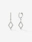 Pendientes aro de oro blanco de 18kt con rombo de diamantes
