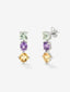Pendientes largos de plata 925 con amatista verde, morada y citrino
