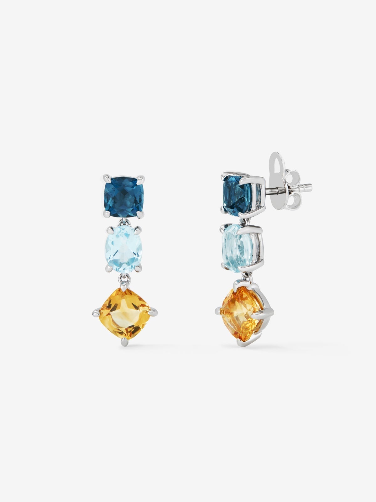 Pendientes largos de plata 925 de topacios y citrino