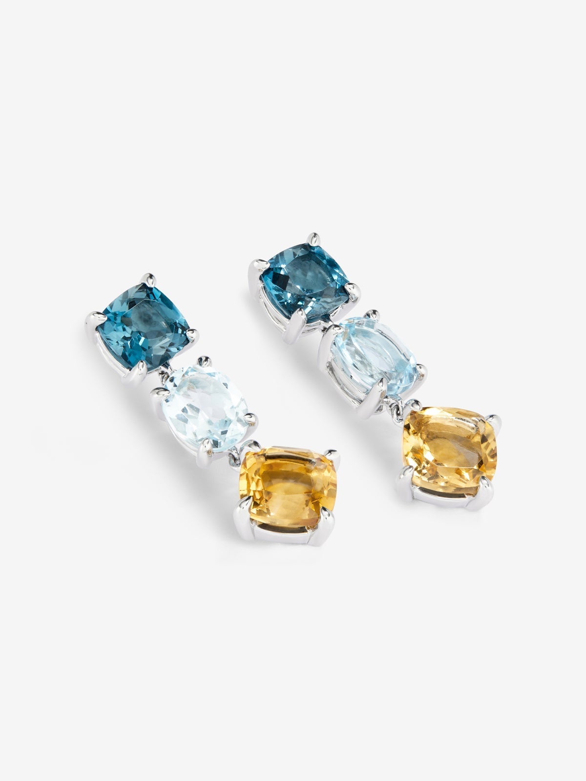 Pendientes largos de plata 925 de topacios y citrino