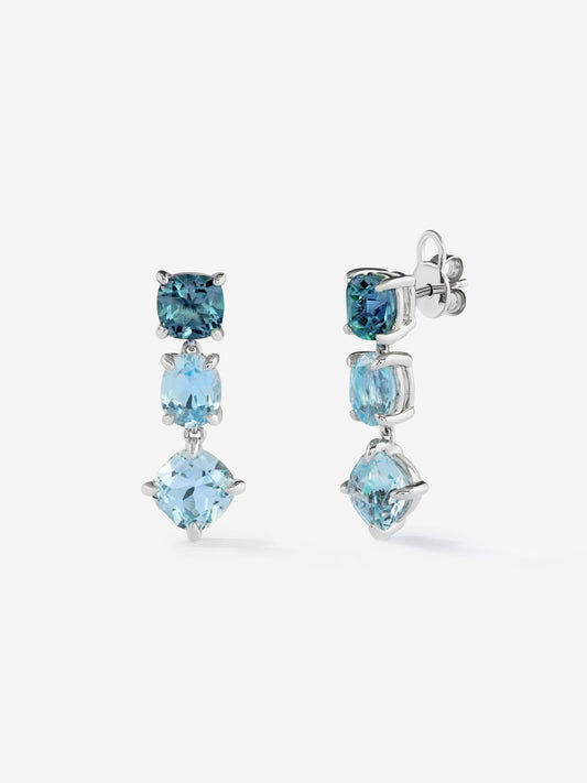 Pendientes largos de plata 925 de topacios