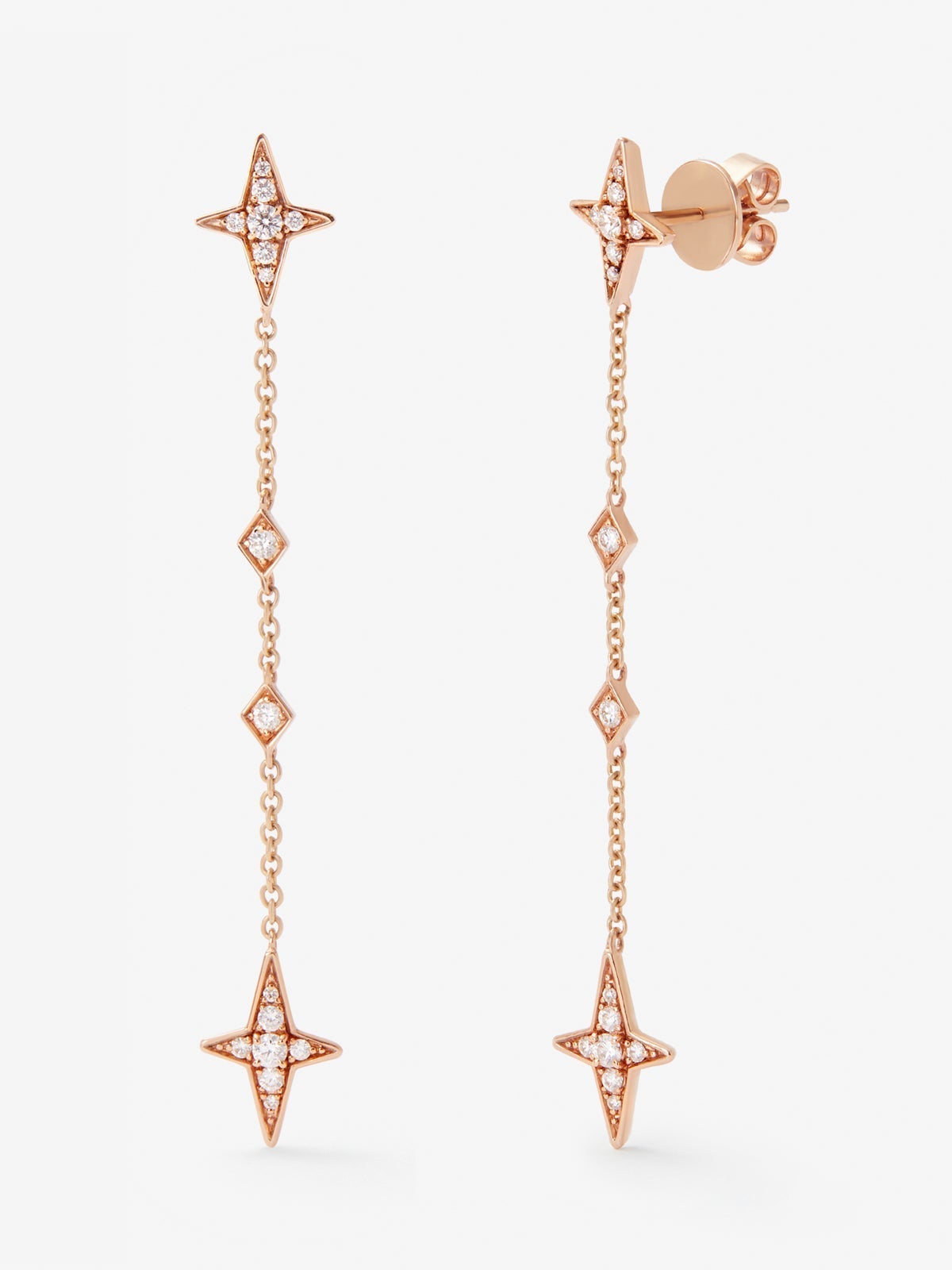 Pendientes de oro rosa de 18K con 32 diamantes en talla brillante con un total de 0,28 cts