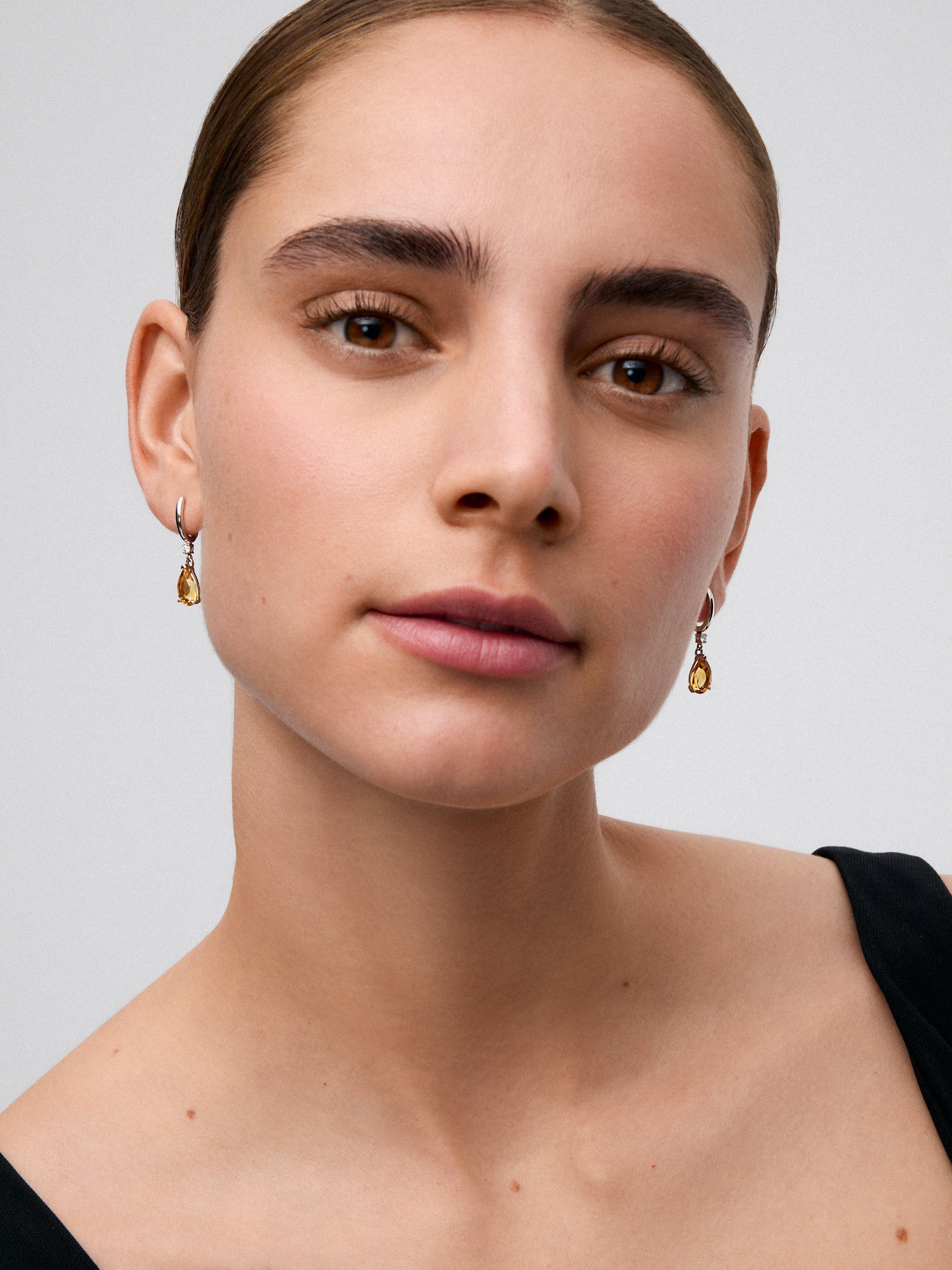 Pendientes de plata 925 con cuarzos citrinos en talla pera