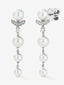 Pendientes largos de oro blanco de 18k con perlas Akoya y diamantes