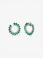 Pendientes de aro de oro blanco de 18K con 30 esmeraldas verdes en talla brillante con un total de 3,95 cts y 22 diamantes en talla brillante con un total de 0,52 cts