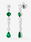 Pendientes de oro blanco de 18K con esmeraldas verdes en talla pera de 3,3 cts y diamantes blancos en talla pera y brillante de 2,15 cts