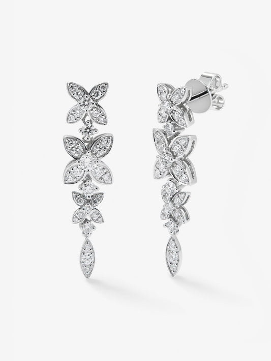 Pendientes de oro blanco de 18K con diamantes blancos en talla brillante de 1,092 cts