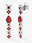 Pendientes de oro blanco de 18K con rubíes rojo pigeon blod en talla pera de 3,95 cts, rubíes rojos en talla brillante de 1,63 cts y diamantes blancos en talla brillante de 0,5 cts