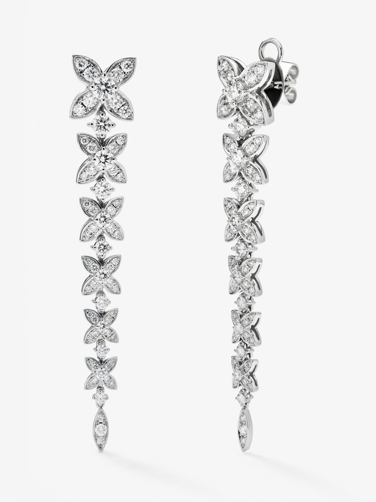 Pendientes de oro blanco de 18K con diamantes blancos en talla brillante de 2,48 cts