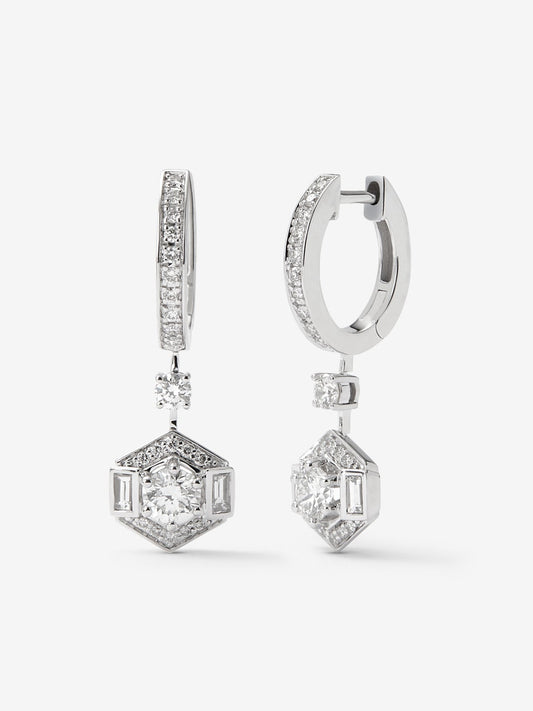 Pendientes compromiso deco de oro blanco de 18K con diamantes