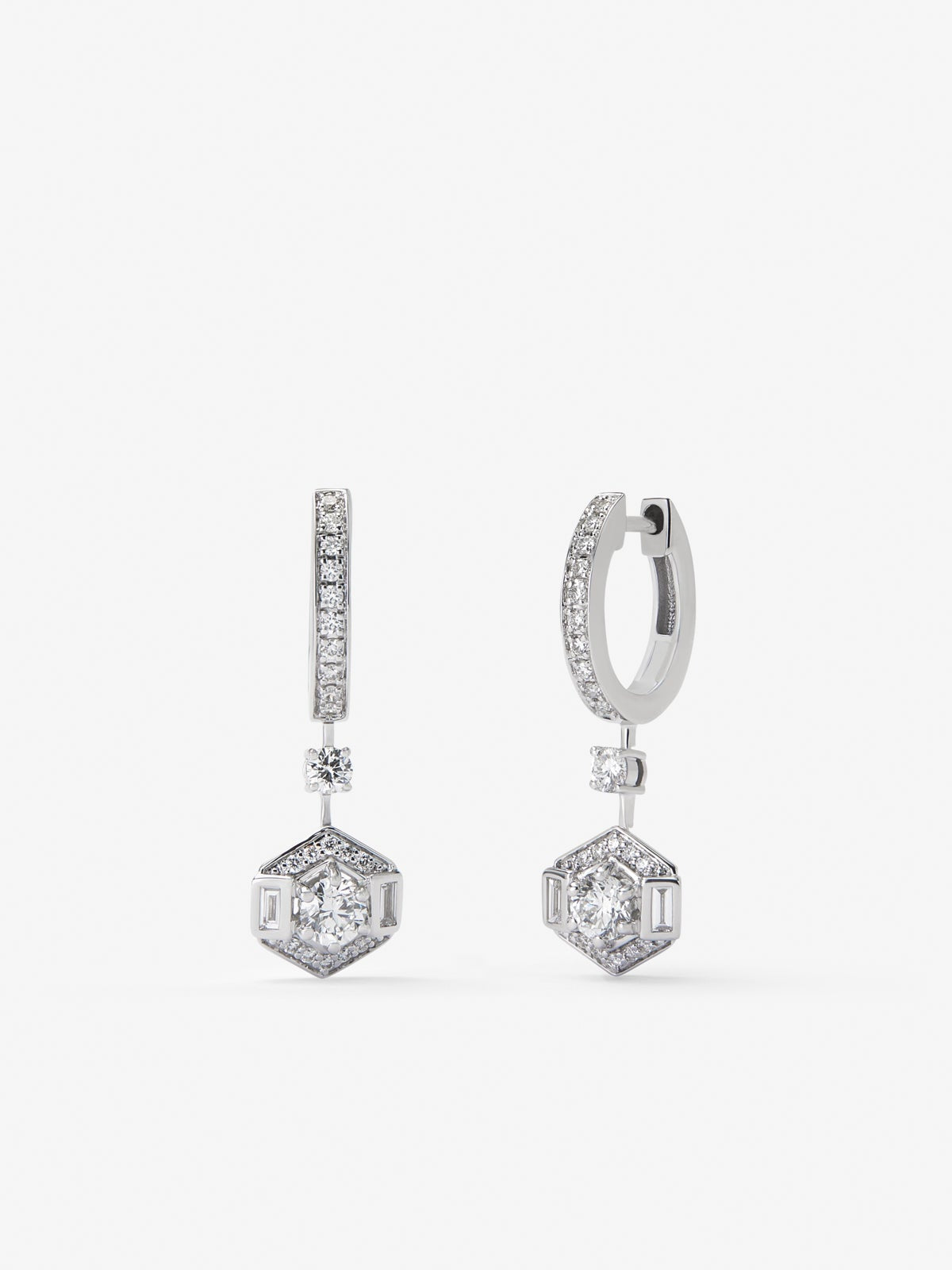 Pendientes compromiso deco de oro blanco de 18K con diamantes