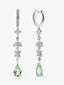 Pendientes de oro blanco de 18K con 64 diamantes en talla brillante con un total de 0,64 cts y 2 amatistas verdes en talla pera