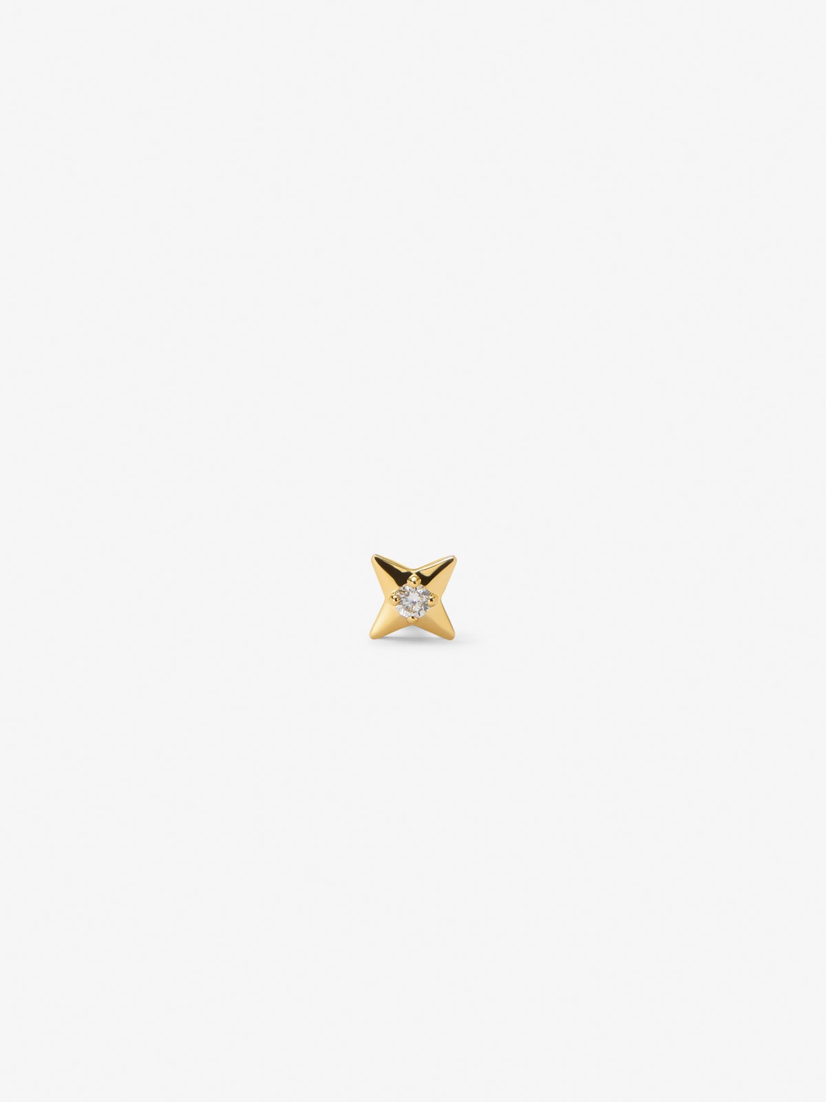 Pendiente individual de oro amarillo de 18K con diamante en talla brillante