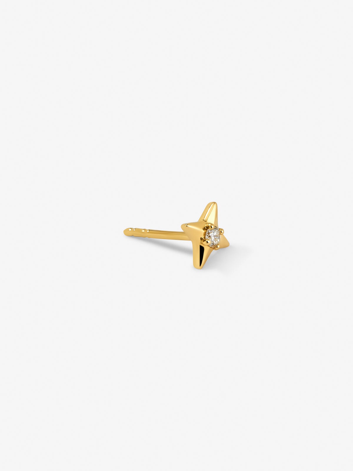 Pendiente individual de oro amarillo de 18K con diamante en talla brillante