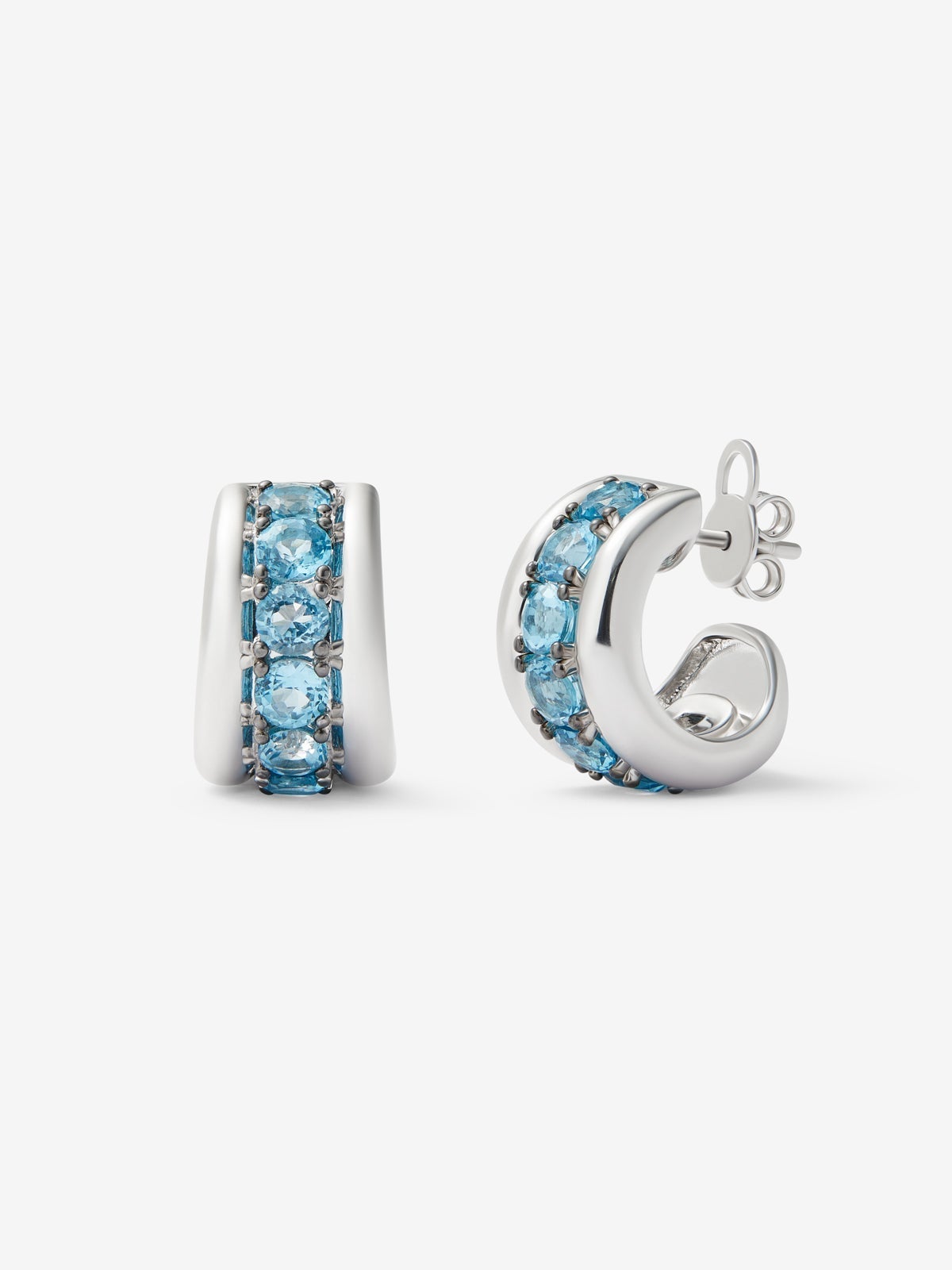 Pendientes de plata 925 con pavé de topacios azul swiss en talla brillante