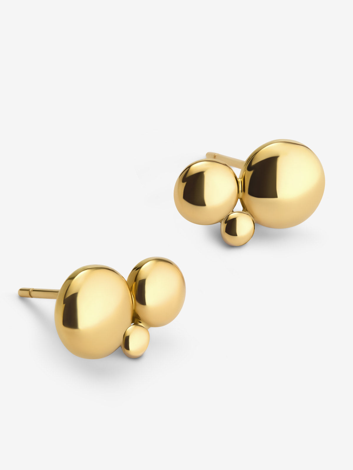 Pendientes de oro amarillo de 18K con 2 diamantes en talla brillante de 0,04 cts y motivos de esfera