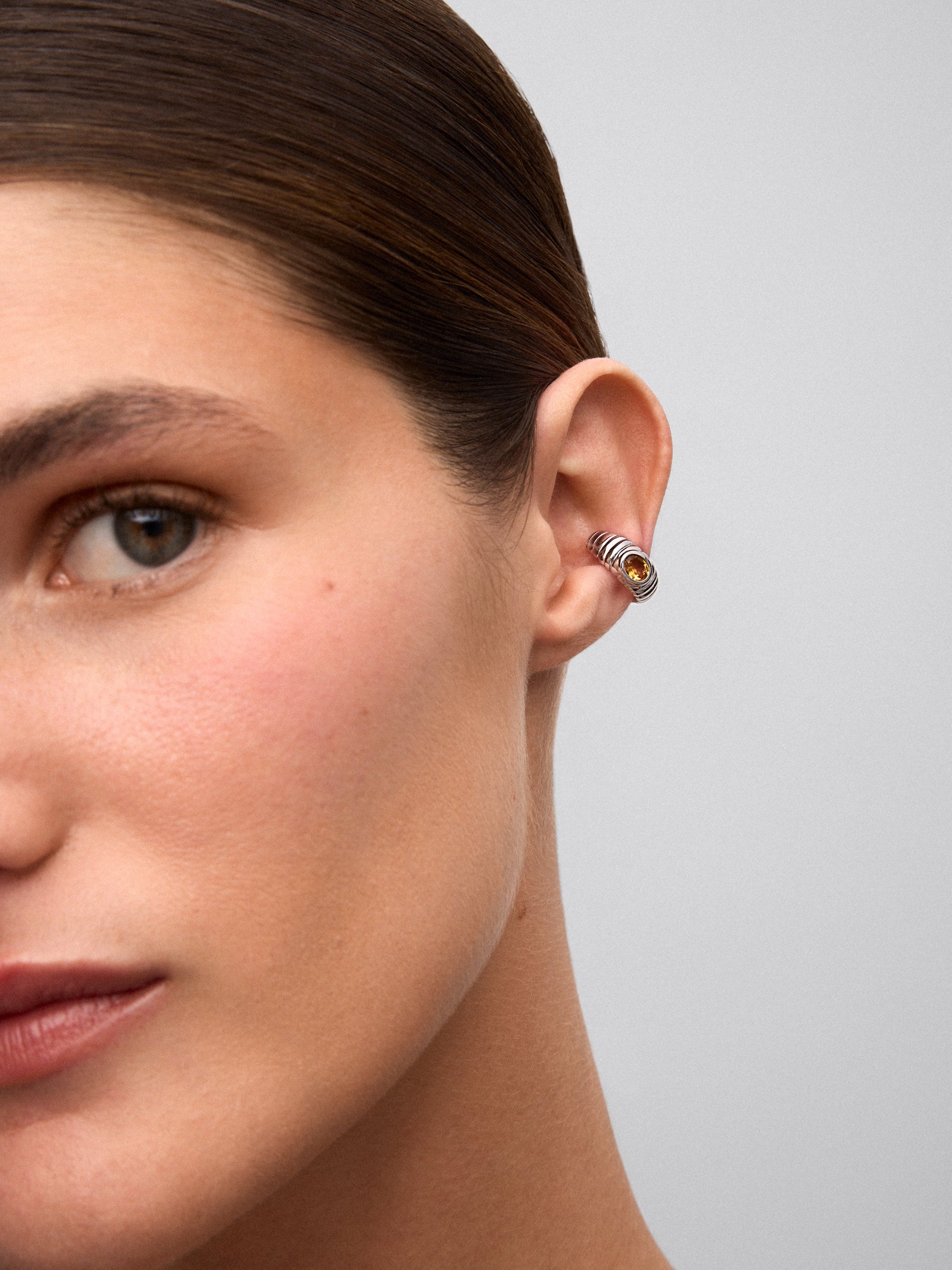 Earcuff de plata 925 con cuarzo citrino